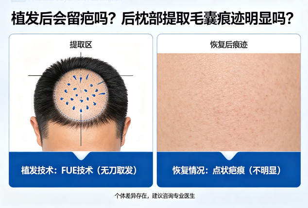 植发后会留疤吗？后枕部提取毛囊痕迹明显吗？