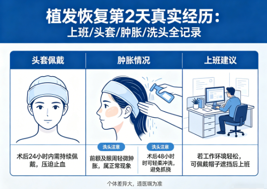 植发恢复过程第二天可以上班吗？头套、肿胀、洗头的真实经历
