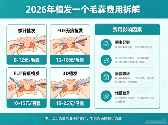 2026年植发一个毛囊多少钱？从8元到25元不同技术真实费用拆解